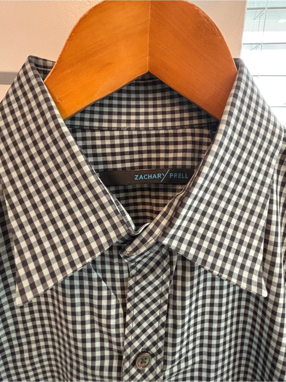 Zachary Prell Dark Green & White Gingham Dress Shirt